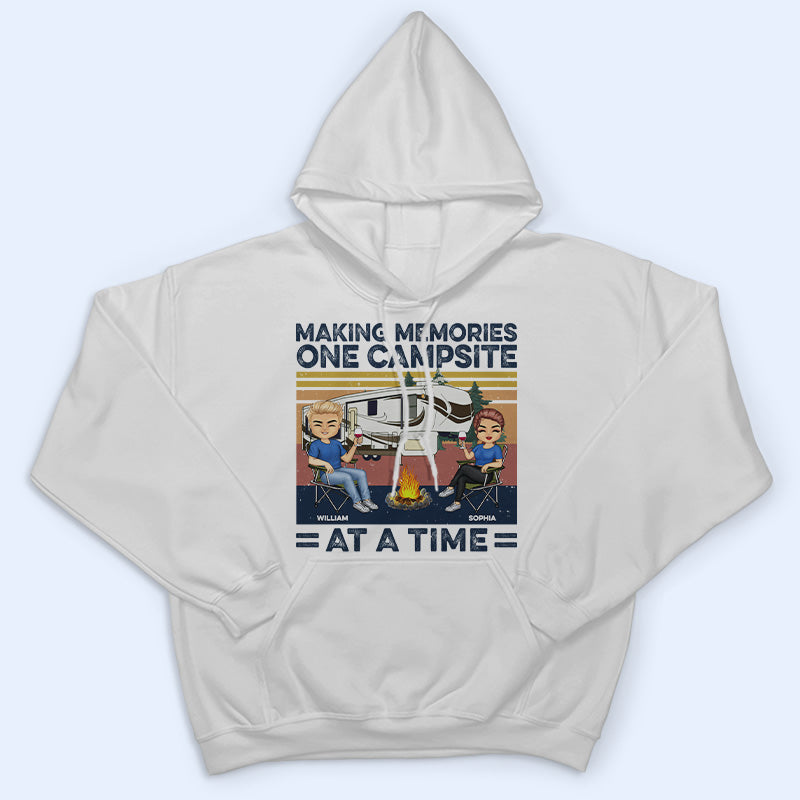 Husband And Wife Camping Partners For Life Retro Navy - Couple Gift - Personalized Custom Hoodie