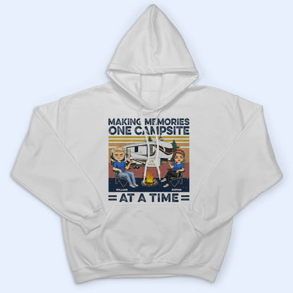 Husband And Wife Camping Partners For Life Retro Navy - Couple Gift - Personalized Custom Hoodie