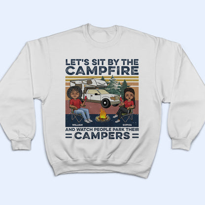 Husband And Wife Camping Partners For Life Retro Navy - Couple Gift - Personalized Custom Hoodie