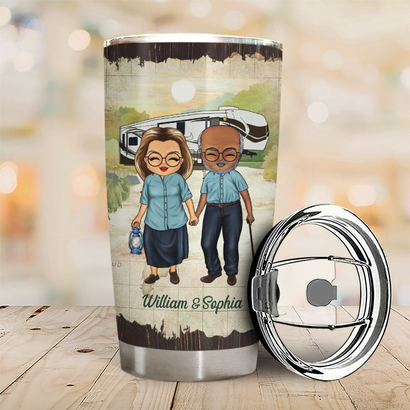 Camping Old Couple Baby Let's Go Camping - Gift For Couple - Personalized Custom Tumbler