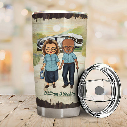 Camping Old Couple Baby Let's Go Camping - Gift For Couple - Personalized Custom Tumbler