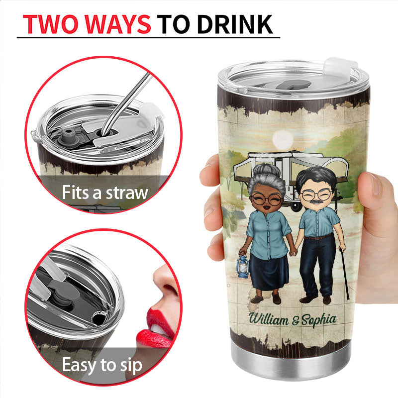 Camping Old Couple Baby Let's Go Camping - Gift For Couple - Personalized Custom Tumbler
