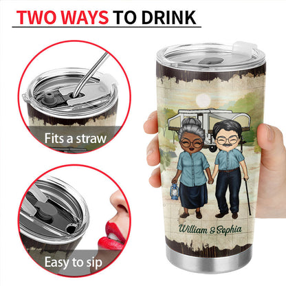 Camping Old Couple Baby Let's Go Camping - Gift For Couple - Personalized Custom Tumbler