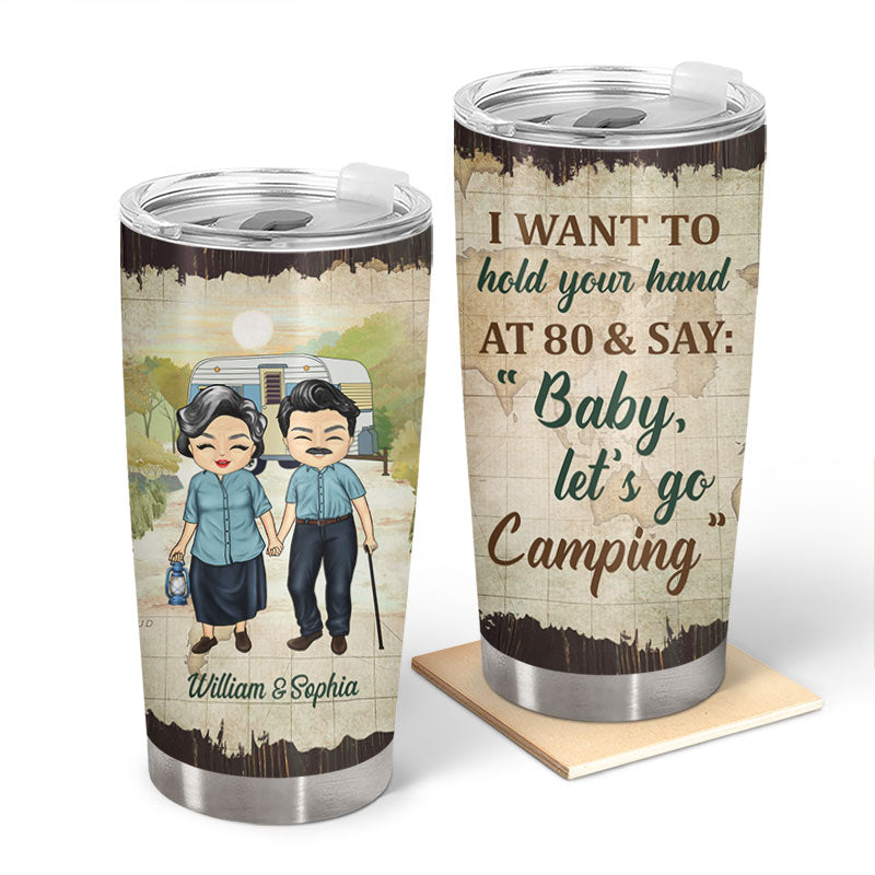 Camping Old Couple Baby Let's Go Camping - Gift For Couple - Personalized Custom Tumbler