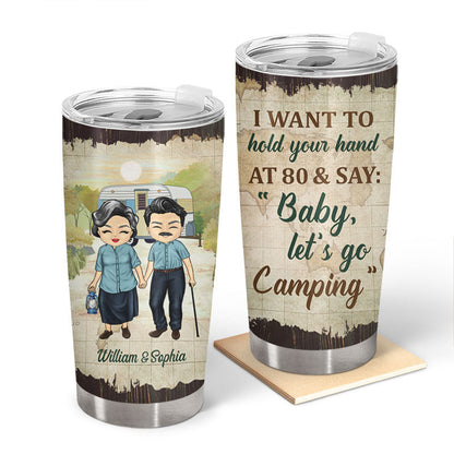 Camping Old Couple Baby Let's Go Camping - Gift For Couple - Personalized Custom Tumbler