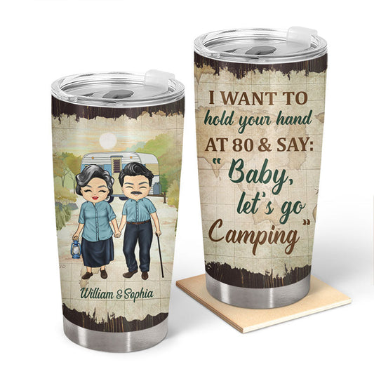 Camping Old Couple Baby Let's Go Camping - Gift For Couple - Personalized Custom Tumbler