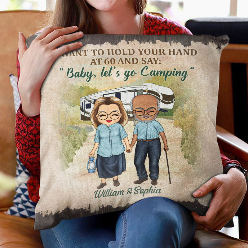 Camping Old Couple Baby Let's Go Camping - Gift For Couple - Personalized Custom Pillow