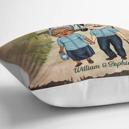 Camping Old Couple Baby Let's Go Camping - Gift For Couple - Personalized Custom Pillow