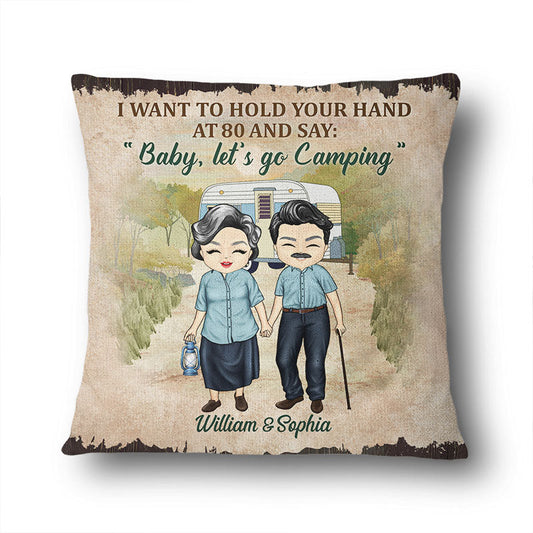 Camping Old Couple Baby Let's Go Camping - Gift For Couple - Personalized Custom Pillow