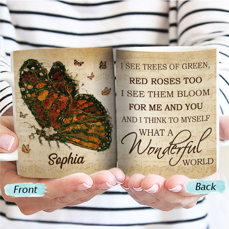 Music Sheet What A Wonderful World Gardening - Personalized Custom White Edge-to-Edge Mug