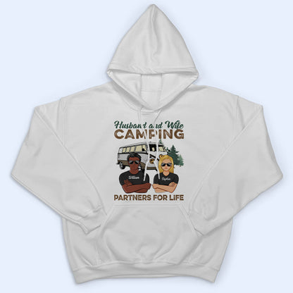 Husband And Wife Camping Partners For Life - Camping Couple Gift - Personalized Custom T Shirt