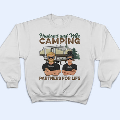 Husband And Wife Camping Partners For Life - Camping Couple Gift - Personalized Custom T Shirt