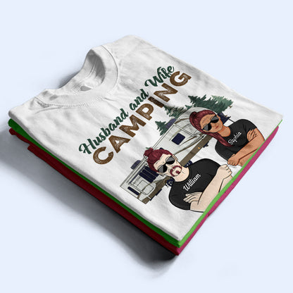 Husband And Wife Camping Partners For Life - Camping Couple Gift - Personalized Custom T Shirt