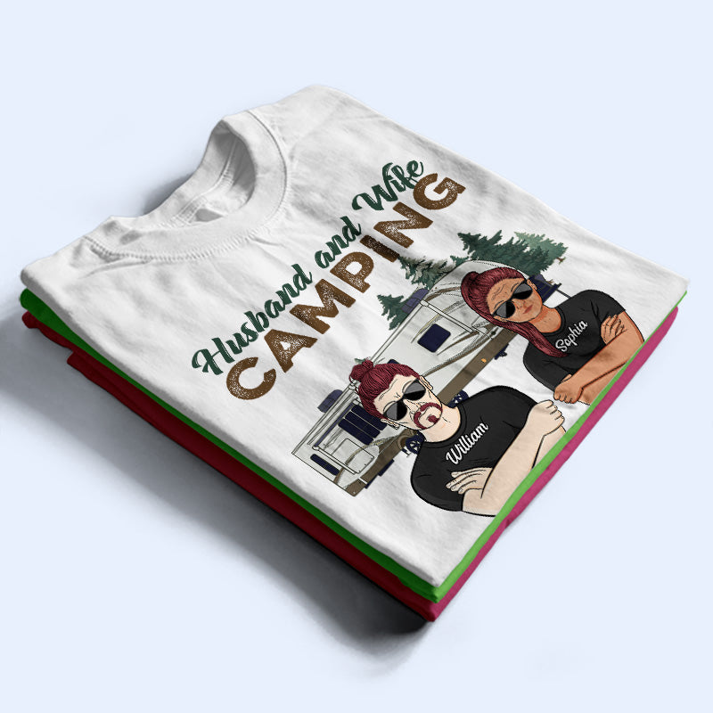 Husband And Wife Camping Partners For Life - Camping Couple Gift - Personalized Custom T Shirt