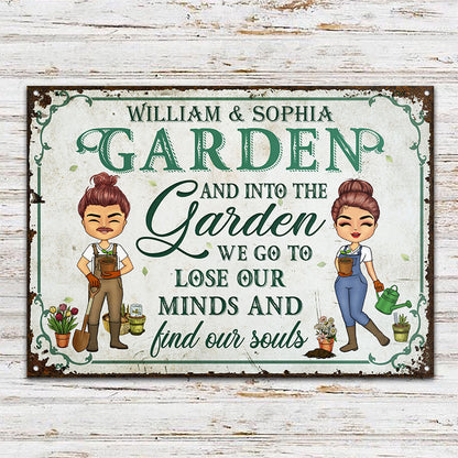 Garden Couple Find Our Souls - Gift For Couples - Personalized Custom Classic Metal Signs