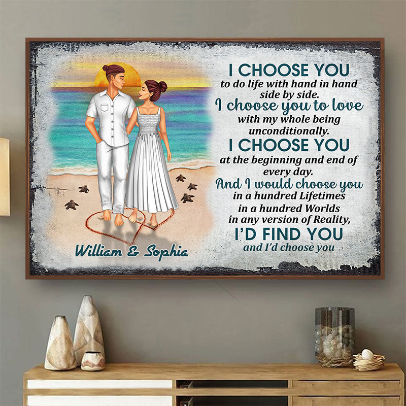 Beach Couple I Love You To The Beach And Back - Gift For Couples - Personalized Custom Poster
