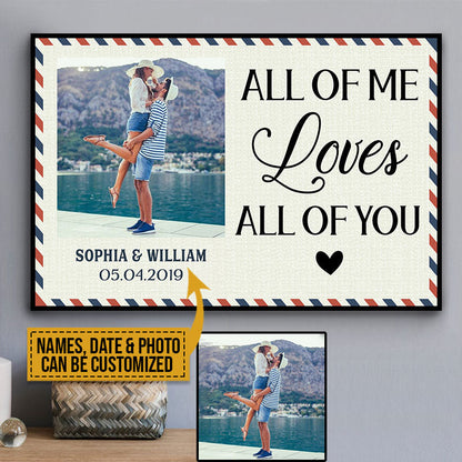Custom Photo Couple Husband Wife All Of Me Postcard Photo Gift Custom Poster, Wall Pictures, Wall Art, Wall Decor