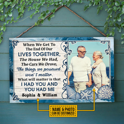 Custom Photo Old Couple Beach Husband Wife When We Get Photo Gift Custom Wood Rectangle Sign, Anniversary, Wall Pictures, Wall Art, Wall Decor