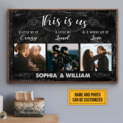 Custom Photo Motorcycling Couple Husband Wife This Is Us Photo Gift Custom Poster, Anniversary, Wall Pictures, Wall Art, Wall Decor