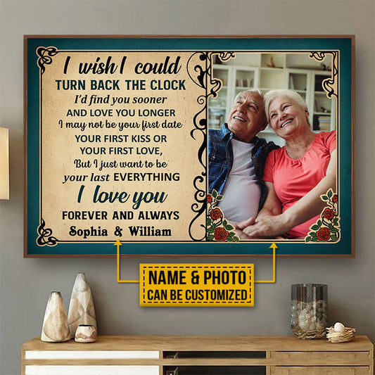 Custom Photo Old Couple Husband Wife Turn Back The Clock Photo Gift Vintage Custom Poster, Anniversary, Wall Pictures, Wall Art, Wall Decor