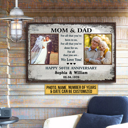 Custom Photo Gift Old Couple Parents Mom Dad Happy Anniversary Gift Custom Poster, Wedding, Wall Pictures, Wall Art, Wall Decor, Grandparents Day Gifts