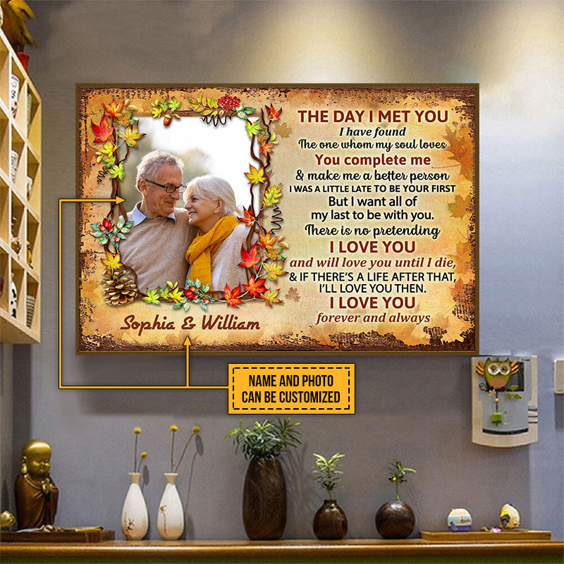 Custom Photo Family Old Couple The Day I Met You Custom Poster, Personalized Fall Couple Wall Art, Couple Gift