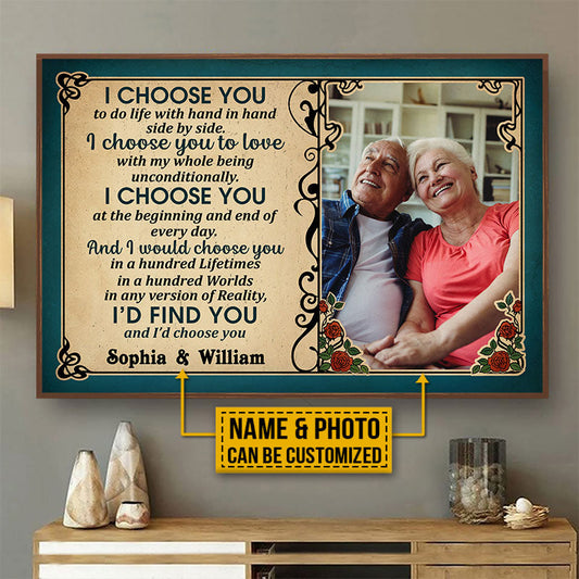 Custom Photo Old Couple Husband Wife I Choose You Photo Gift Vintage Custom Poster, Anniversary, Wall Pictures, Wall Art, Wall Decor