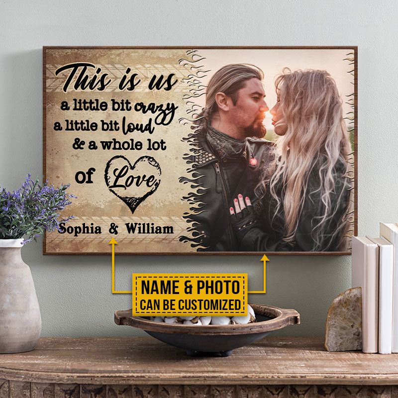 Custom Photo Motorcycling Couple Husband Wife A Little Bit Of Crazy Photo Gift Custom Poster, Motorcycle, Anniversary, Wall Pictures, Wall Art, Wall Decor