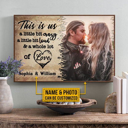 Custom Photo Motorcycling Couple Husband Wife A Little Bit Of Crazy Photo Gift Custom Poster, Motorcycle, Anniversary, Wall Pictures, Wall Art, Wall Decor