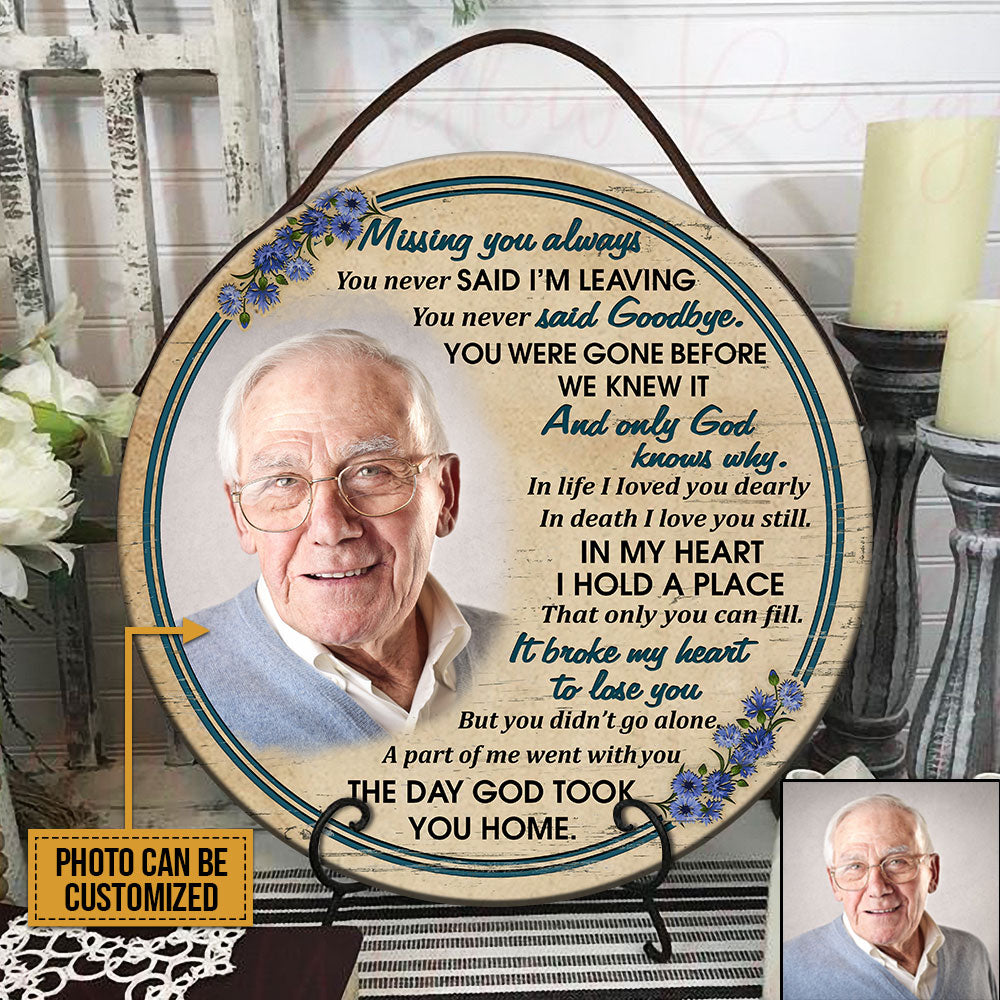 Custom Photo Gift Old Couple Widow Husband Wife Missing You Always Custom Wood Circle Sign, Sympathy, Memorial Gift, Wall Pictures, Wall Art, Wall Decor