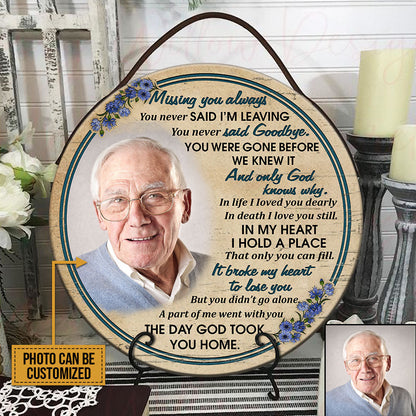 Custom Photo Gift Old Couple Widow Husband Wife Missing You Always Custom Wood Circle Sign, Sympathy, Memorial Gift, Wall Pictures, Wall Art, Wall Decor