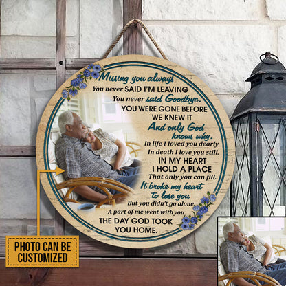 Custom Photo Gift Old Couple Widow Husband Wife Missing You Always Custom Wood Circle Sign, Sympathy, Memorial Gift, Wall Pictures, Wall Art, Wall Decor