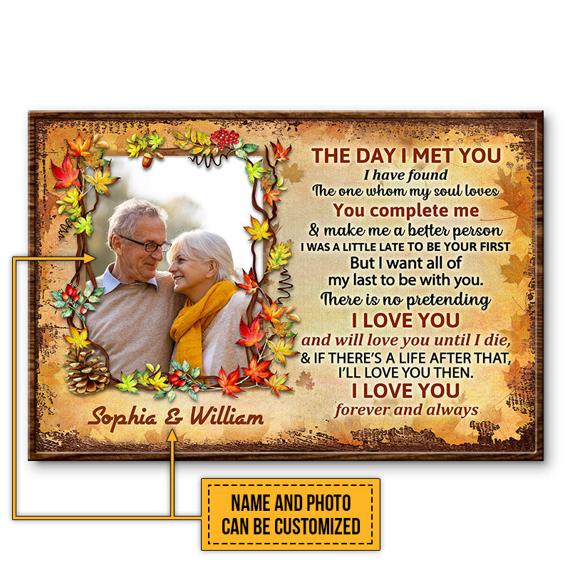Custom Photo Family Old Couple The Day I Met You Custom Poster, Personalized Fall Couple Wall Art, Couple Gift