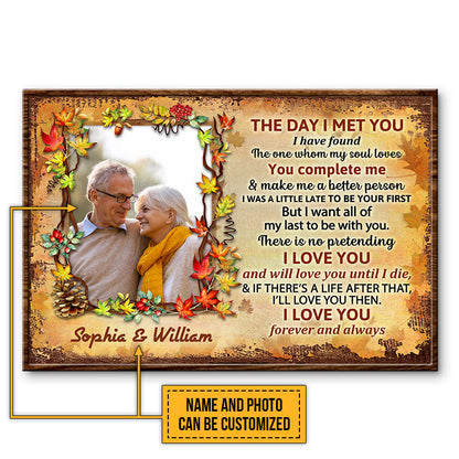 Custom Photo Family Old Couple The Day I Met You Custom Poster, Personalized Fall Couple Wall Art, Couple Gift