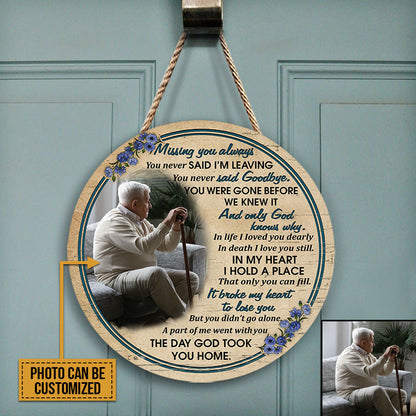 Custom Photo Gift Old Couple Widow Husband Wife Missing You Always Custom Wood Circle Sign, Sympathy, Memorial Gift, Wall Pictures, Wall Art, Wall Decor