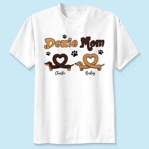 Doxie Mom Cute Heart Dachshunds Personalized Shirt