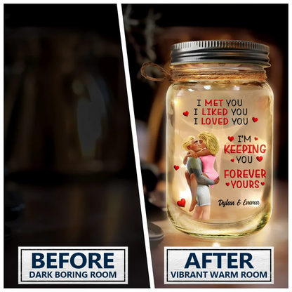Calendar I Met You Liked You Love You Forever - Personalized Mason Jar Light
