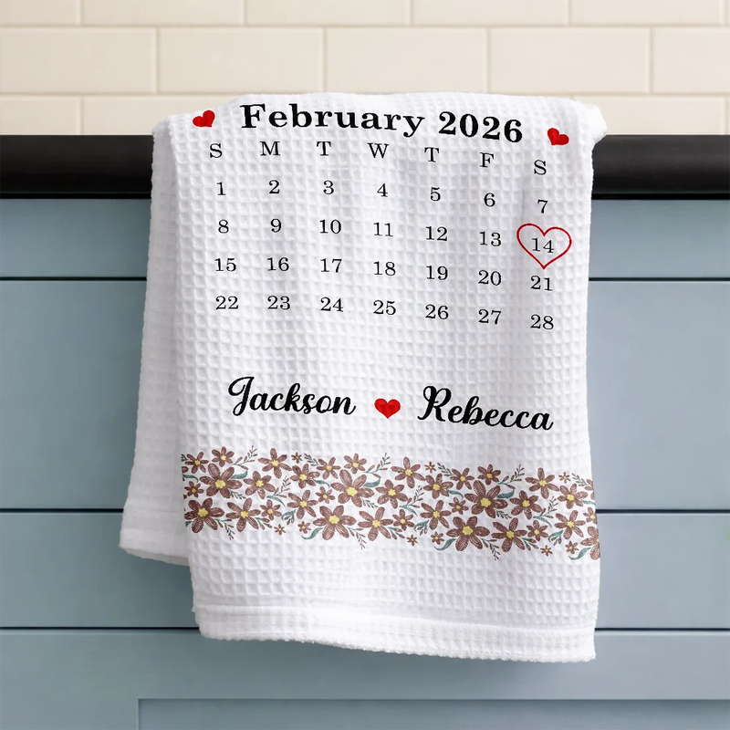 Calendar Married Couple Forever Together - Personalized Kitchen Towel