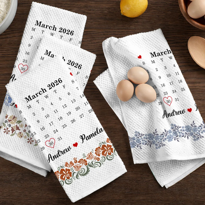 Calendar Married Couple Forever Together - Personalized Kitchen Towel