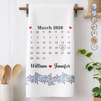 Calendar Married Couple Forever Together - Personalized Kitchen Towel