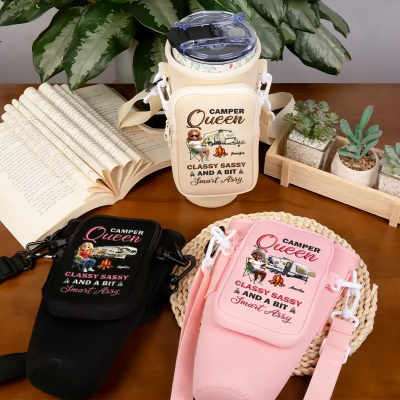 Camper Queen Classy Sassy - Personalized Bottle Carrier Bag