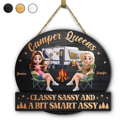 Camper Queens Classy Sassy - Personalized Custom Shaped Wood Sign