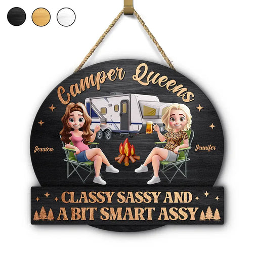 Camper Queens Classy Sassy - Personalized Custom Shaped Wood Sign