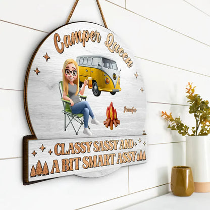 Camper Queens Classy Sassy - Personalized Custom Shaped Wood Sign