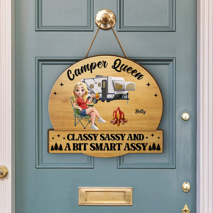 Camper Queens Classy Sassy - Personalized Custom Shaped Wood Sign
