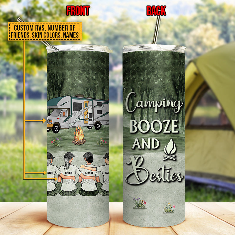Camping Bestie Camping Booze Besties Custom Skinny Tumbler