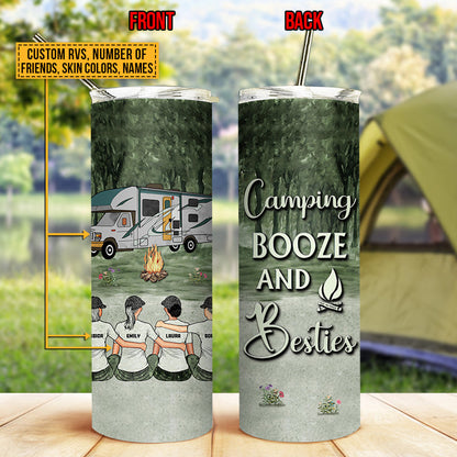 Camping Bestie Camping Booze Besties Custom Skinny Tumbler
