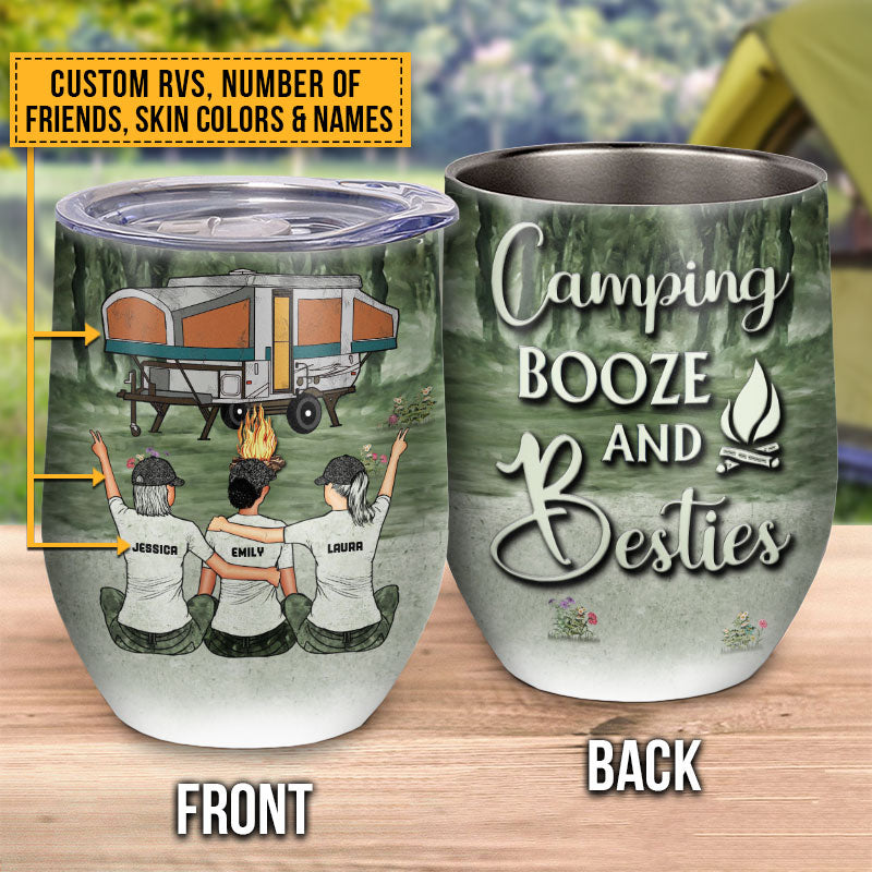 Camping Bestie Camping Booze Besties Custom Wine Tumbler