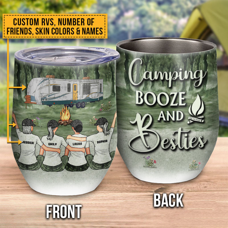 Camping Bestie Camping Booze Besties Custom Wine Tumbler