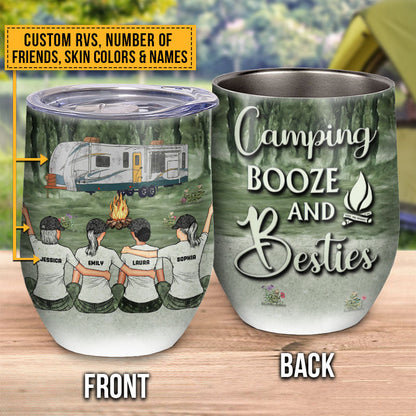 Camping Bestie Camping Booze Besties Custom Wine Tumbler